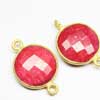 Natural Red Ruby Faceted Flat Coin Metal Gold Plated Bezel Connector Quantity 2 pcs. & Size 19.5mm x 12.5mm approx. Totally handmade.